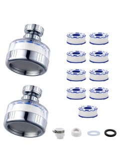 Buy 2 and 9Pcs Faucet Water Filter Set 360 Degree Rotating Sink Water Filter Faucet Bathroom Sink Filter Household Faucet Filter Tap Splash Proof Faucet with Filter Elements for Kitchen Home Short in Saudi Arabia