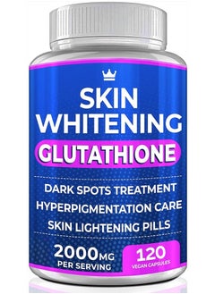 اشتري Glutathione Whitening Pills - 120 Capsules 2000mg Glutathione - Effective Skin Lightening Supplement - Dark Spots, Melasma & Acne Scar Remover, Hyperpigmentation Treatment - Anti-Aging Antioxidant في الامارات