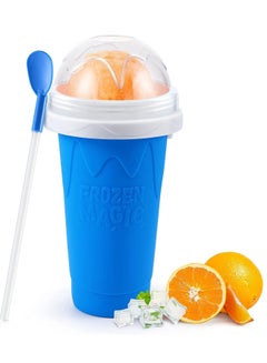 Buy Maker Cup, Magic Quick Frozen Smoothies Cup, Cooling Cup, Double Layer Squeeze Slushy Maker Cup, Homemade Milk Shake Ice Cream Maker (Blue) in Saudi Arabia