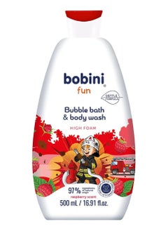 Buy Bobini Raspberry Scent Fun Bubble Bath and Body Wash for Kids 500 ml in Egypt