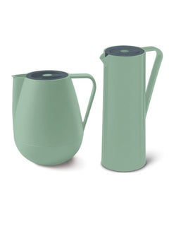 اشتري 2-Piece Coffee And Tea Vacuum Flask Green/Grey 1 Liter في السعودية