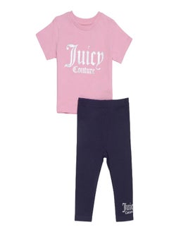 Buy Juicy Couture Toddler Branded T Shirt and Leggings Set Pink in UAE