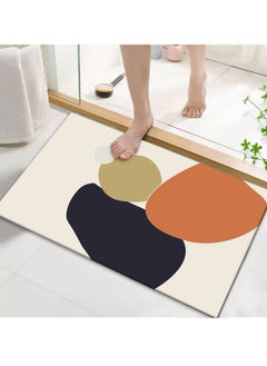 Buy Diatom Mud Anti Slip Bathroom Mat With Printed Design Stylish & Super Absorbent With Soft Material (50X80) in UAE