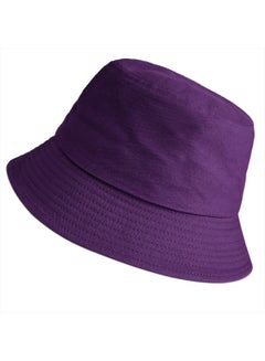 اشتري Solid Color Bucket Hat for Women Summer Beach Fishmen Hat for Lady Adult Unisex Cotton Cap (Purple) في الامارات