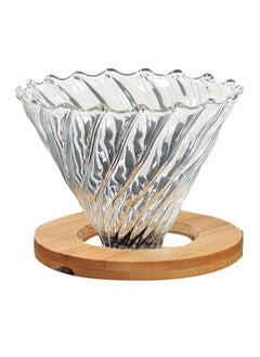 Buy V60 Glass Coffee Dripper With Wooden Base Clear 500ml in Saudi Arabia