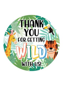 Buy Wild Jungle Thank You Round Stickers Thank You For Getting Wild With Us Party Animal 40 Labels in UAE