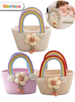 اشتري 3 Pcs Baby Cotton Rope Basket，Baby and Dog Toy Storage Baskets Kid Laundry Hamper Towel Basket Diaper storage basket في الامارات