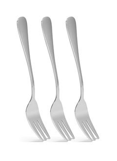 Buy 3-Piece Dessert Forks 14cm Cutlery Set Stainless Steel Flavia Series Food Grade 18/10 Stainless Steel Durable Metal Silverware Mirror Finish Use for Home Restaurant And Hotel in UAE