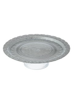 Buy Glass cake stand, base size 30 cm height 10 cm in Saudi Arabia