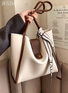 Buy Women's Shoulder Tote Bag  Leather Handbag For Women Retro Large Capacity Messenger Fashionable Travel Hand Bag in UAE