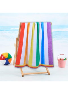 Buy Jacquard Beach Towel Rainbow Cotton (86x162 cm) 390 Gsm-Set of 1 in UAE