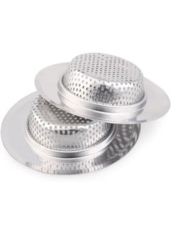 Buy 2pcs Stainless Steel Kitchen Sink Strainer Removable Heavy-Duty Drain Filter Perfect for Kitchen Bathroom Basin Laundry Stop Hair Disposal Waste (Suitable for drain 8.4cm - 9.4cm , Chrome) in UAE