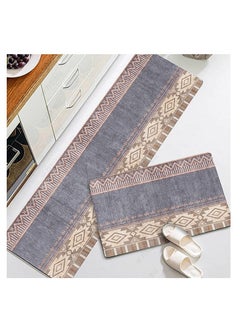 Buy 2 PCS Set Large Kitchen Mats With Thick Non Slip Bottom For Kitchen Floor With Beautiful Design (50×80CM And 50×160CM) in UAE