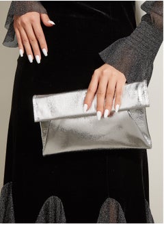 Buy Shiny Glitter Evening Clutch Envelope Handbag Chain Purse for Wedding Formal Cocktail Party Silver in UAE