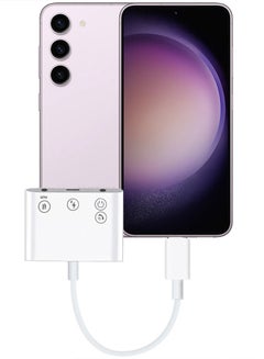 اشتري Samsung Galaxy S23 Live Converter 3 in 1 OTG Splitter USB Type-C to Dual 3.5mm Aux Audio Headphone Adapter with USB-C Charge Port Jh098 في الامارات