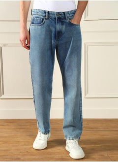 Buy Mid Rise Faded Relaxed Fit Jeans in Saudi Arabia