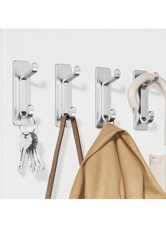 Buy Adhesive Coat Hooks, Extra Sticky 10LB (Max), Waterproof Metal Hook for Hanging Towels, Wreath, Purse, Hat, Cloth, Wall Mounted Hanger for Shower Bathroom Kitchen Door Heavy Duty, Silver in Saudi Arabia