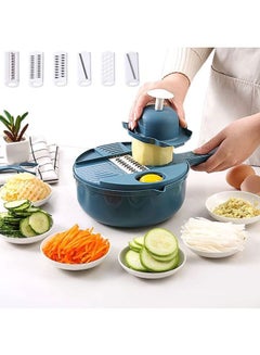 Buy 12 in 1 Leachable Vegetable Chopper with 7 Blades, Multifunctional Food Chopper Adjustable Thickness, Kitchen Vegetable Mandolines Slicer Dicer Cutter for Ginger, Potatoes, Carrots, etc in Saudi Arabia