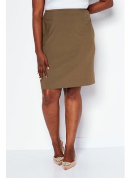 Buy Women Plus Size Plain Mini Skirts, Olive in UAE