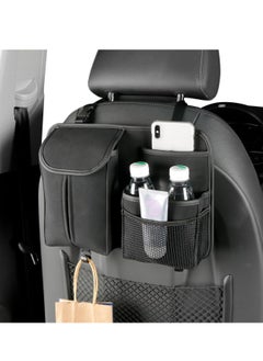 اشتري Car Back Seat Organizer, Multi-Pockets Leather Automotive Organizer with Tissue Box, Durable Hanging Front Seat Storage Box with Hooks, Universal Vehicle Travel Accessories (Black) في الامارات