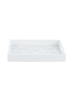 Buy Marrakkech Wooden Decorative Tray 36x26x4.5cm- White in UAE