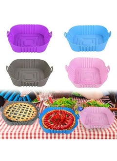 Buy 2 Pieces Of Silicone Air Fryer Tray 20cm Square Multicolored in Egypt