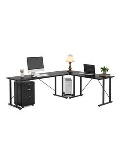 اشتري Large L Shaped Computer Desk with Shelves, Corner Desk, Home Office Writing Workstation with Storage في الامارات