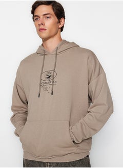 Buy Mink Oversize/Wide Cut Hooded Mystic Back Printed Cotton Sweatshirt TMNAW24SW00002 in Egypt