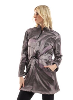 Buy Tie Dye Long Sweatshirt With Side Pockets - Purple, Black & Grey in Egypt