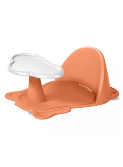 Buy Elephant Steering Baby Bath Seat With Backrest Support And Mat, Newborn - Orange in UAE
