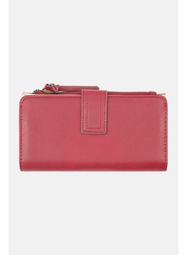 اشتري Women Leather Plain Wallet 11 H x 20 L x 1 W cm, Red في السعودية