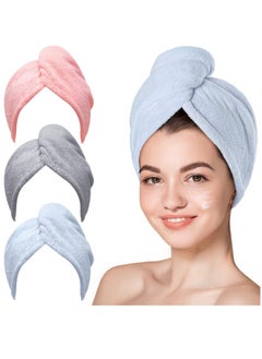 Buy 3 Packs Microfiber Hair Towel for Wet Hair Purple Blue Grey in Saudi Arabia