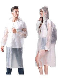 Buy Adult Raincoat, Rain Poncho, 1Pack Portable EVA Raincoat with Hood Reusable Rain Coats Emergency Camping Survival Kits, Waterproof with Hoods and Sleeves Lightweight Rain Jacket for Women Men in Saudi Arabia