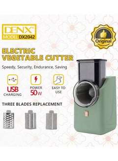 Buy DX2042 - Electric Vegetable Cutter , Electric Cheese Grater Detachable Cheese Shredder with 3 Blades USB Rechargeable Vegetable Chopper Professional Multipurpose Electric Slicer for Meat Fruit Vegetable in Saudi Arabia