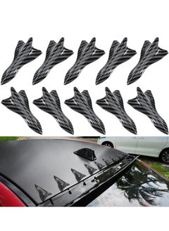 Buy 10Pcs Air Vortex Generator Diffuser Shark Fin Set, Carbon Fiber Pattern, Compatible with Spoiler Roof Wing, Car Exterior Accessories, Pointed End Style in Saudi Arabia