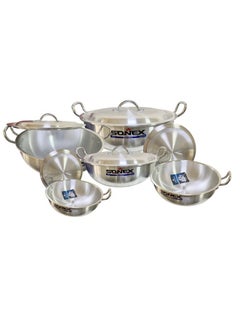 Buy Sonex Metal Finish Cooking Round Kadhai 5 Pcs Set 1x5 With Heavy Durable Lid And Handles Original Made In Pakistan in UAE