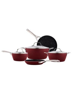 اشتري 8-Piece Amercook Alta Aluminium  Cookware Set Red في السعودية