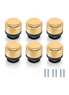 اشتري 12 Pack Knurled Cabinet Knobs, Kitchen Cabinet Knobs, Modern Decorative Drawer Knobs, Modern Dresser Knobs Knurled Cabinet Hardware - 1 Inchfor Kitchen Bedroom Cupboard, Black & Gold في الامارات