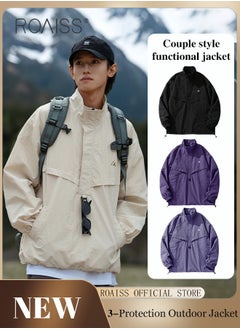 Buy Outdoor 3 in 1 Waterproof Windbreaker Jacket Couple Half-Zip Hybrid Functional Jacket in UAE