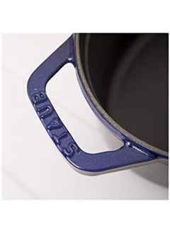 اشتري Staub Round Cocotte 24Cm Blue 3.8L Cast Iron Material Matte Black Inner Enamel. Lid With Aroma Rain Structure. Suitable For All Types Of Hobs Incl. Induction. Ovensafe. Grill Safe. في الامارات