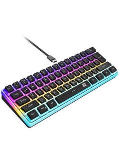 اشتري Rock Pow 60% Hotswap Mechanical Feeling Gaming Keyboard with PBT Pudding Keycaps,RGB Backlit Wired USB Optical Switches Keyboards Full Keys Programmable for Windows MAC PC Gamers Gateron Optical Blue في السعودية