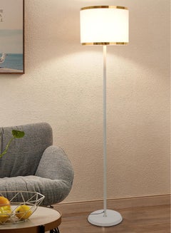 Buy Modern Dimmable Vertical LED Floor Lamp Nordic Simple Standing Lamp With Fabric Lampshade For Living Room Bedroom Home Decor 12W in Saudi Arabia