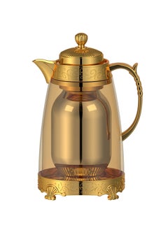 Buy Glass Tea & Coffee Flask 1 Liter Brown/Gold in Saudi Arabia