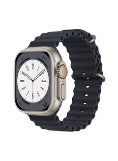 Buy Replacement Apple Watch Ultra Ocean Silicone Band Strap Compatible with 49MM/45MM/44MM/42MM for All Series Black in UAE