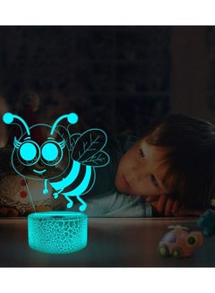Buy 3D Bee Night Light Lamp Illusion 7 Color Changing Touch Switch Table Desk Decoration Lamps Gift with Acrylic Flat ABS Base USB Cable Toy in Egypt