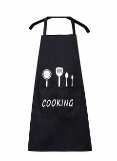 اشتري Adjustable Aprons for Women Men Couple Waterproof with 2 Pockets for Cute Apron Kitchen Cooking BBQ Waterdrop Resistant and Oil Proof Baking (Black, Pack of 2) في الامارات