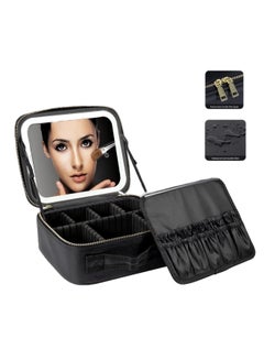 Buy ONECIRCLE makeup bag with LED lighted mirror,Adjustable Brightness LED Cosmetic Train Case with brush storage board suitable for your travel makeup bag with led lighted mirror(black) in Saudi Arabia