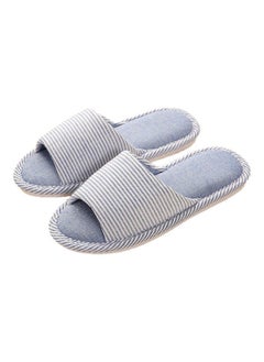 Buy Striped Bedroom Slippers Blue in Saudi Arabia