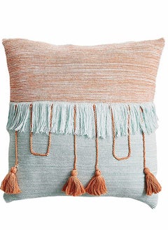 Buy Throw Pillow Covers, Boho Contrast Color Irregular Striped Tassels Cushion Cover, Comfy Square Covers for Bed Sofa Couch Bench Car Home Decor, 18X18inch, 1 PACK (Orange+Green) Cotton multi in Saudi Arabia