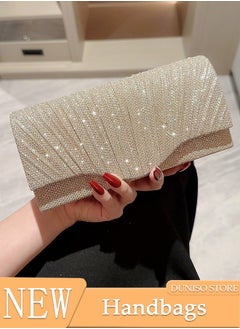 اشتري Women Shiny Glitter Evening Clutch Bag Envelope Handbag Chain Purse Bag Crossbody Bag for Wedding Formal Cocktail Party في الامارات